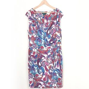 LAUREN Ralph Lauren Paisley Cowl Neck Sheath Dress